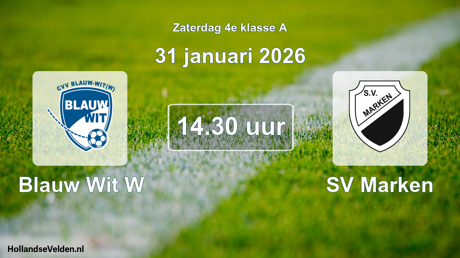 Geplande wedstrijd: Blauw Wit W - SV Marken (31 januari 2026)