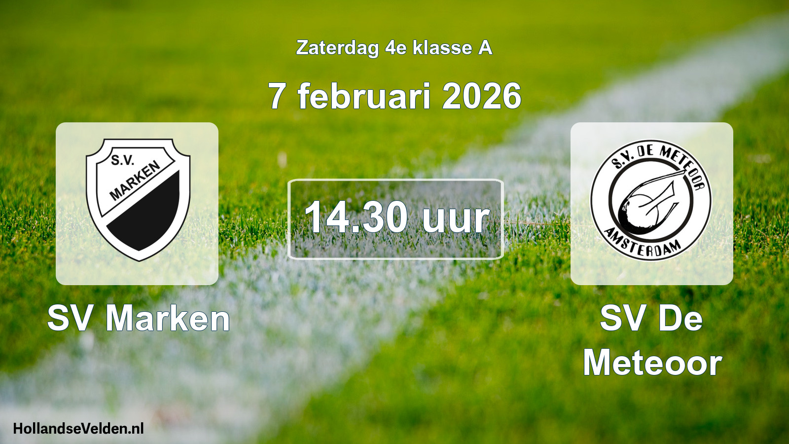 Geplande wedstrijd: SV Marken - SV De Meteoor (7 februari 2026)