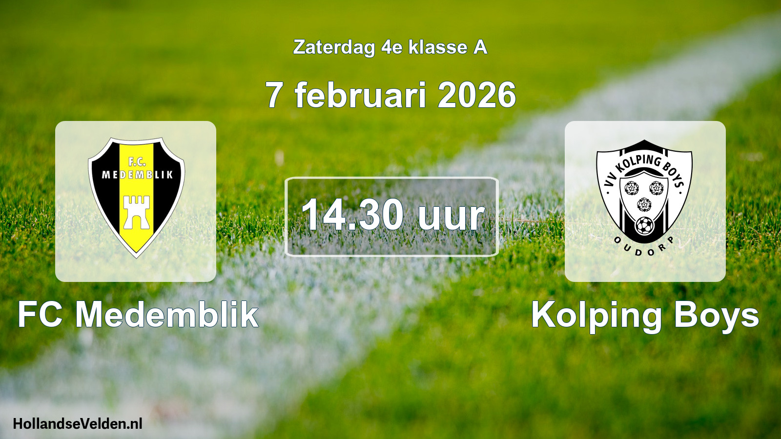 Geplande wedstrijd: FC Medemblik - Kolping Boys (7 februari 2026)