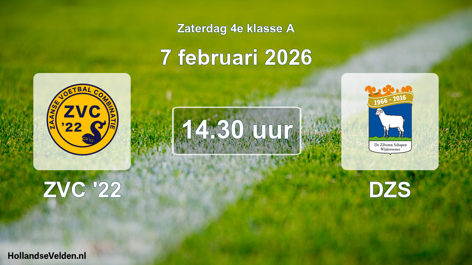 Geplande wedstrijd: ZVC '22 - DZS (7 februari 2026)