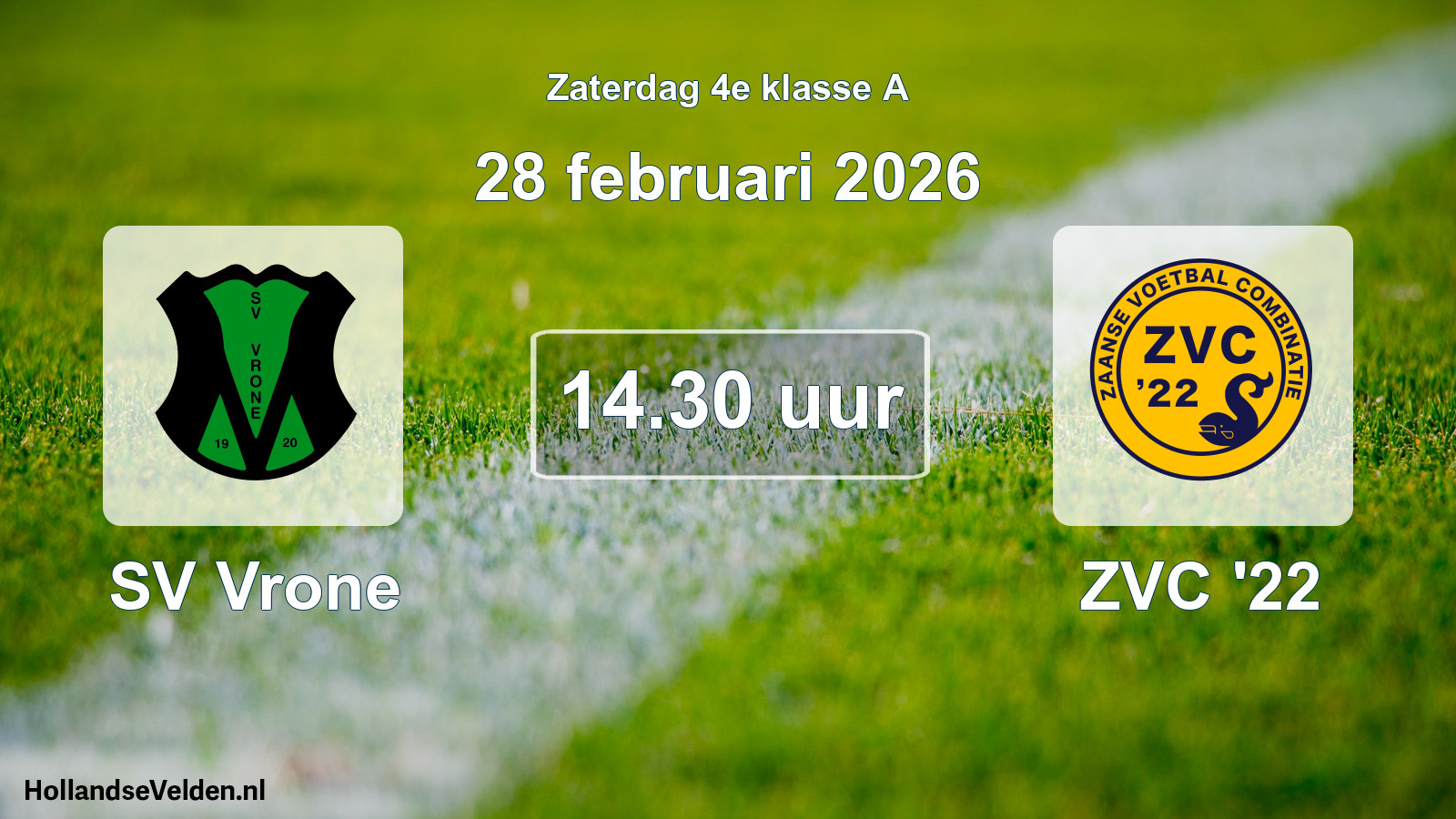 Geplande wedstrijd: SV Vrone - ZVC '22 (28 februari 2026)