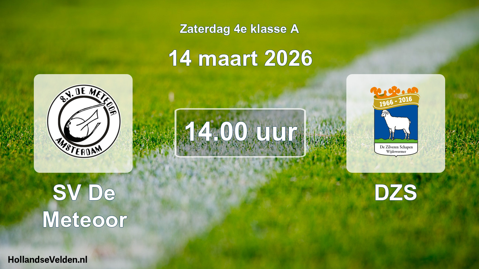 Geplande wedstrijd: SV De Meteoor - DZS (14 maart 2026)