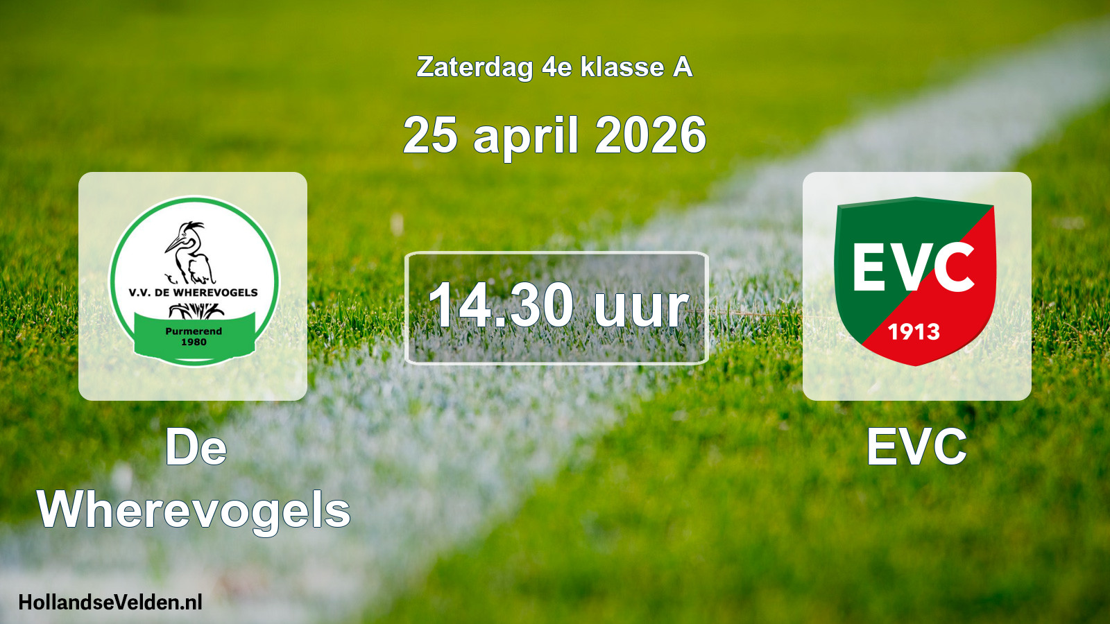 Geplande wedstrijd: De Wherevogels - EVC (25 april 2026)