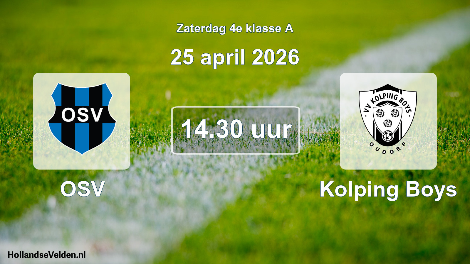 Geplande wedstrijd: OSV - Kolping Boys (25 april 2026)