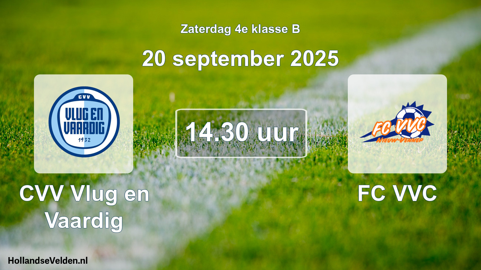 Geplande wedstrijd: CVV Vlug en Vaardig - FC VVC (20 september 2025)
