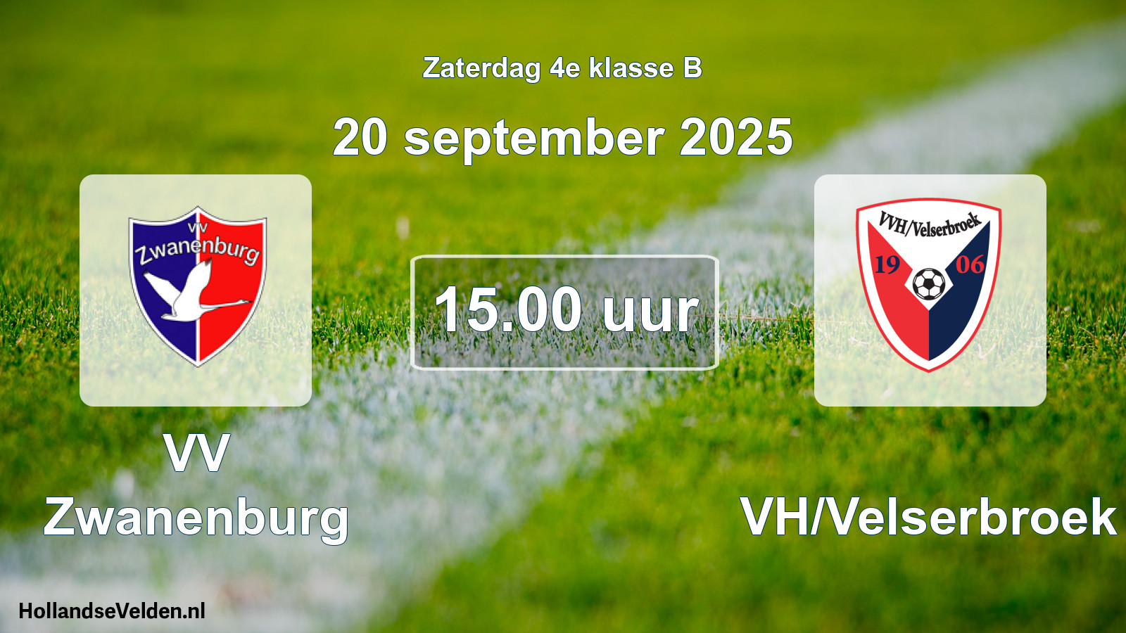 Scheduled Match: VV Zwanenburg - VVH/Velserbroek (20 September 2025)