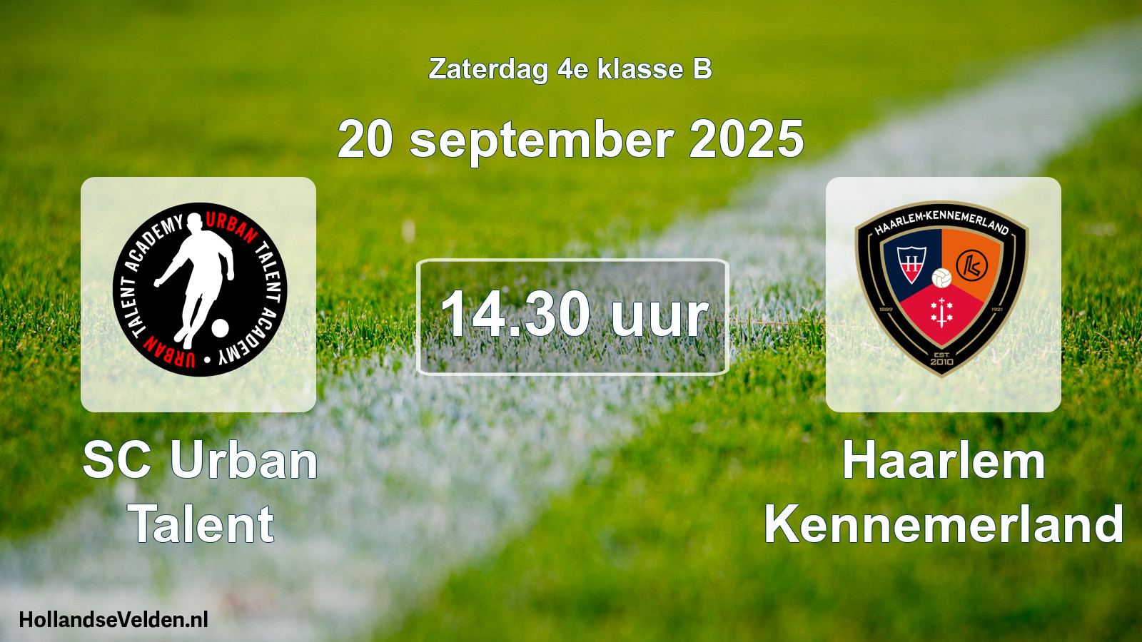 Geplande wedstrijd: SC Urban Talent - Haarlem Kennemerland (20 september 2025)