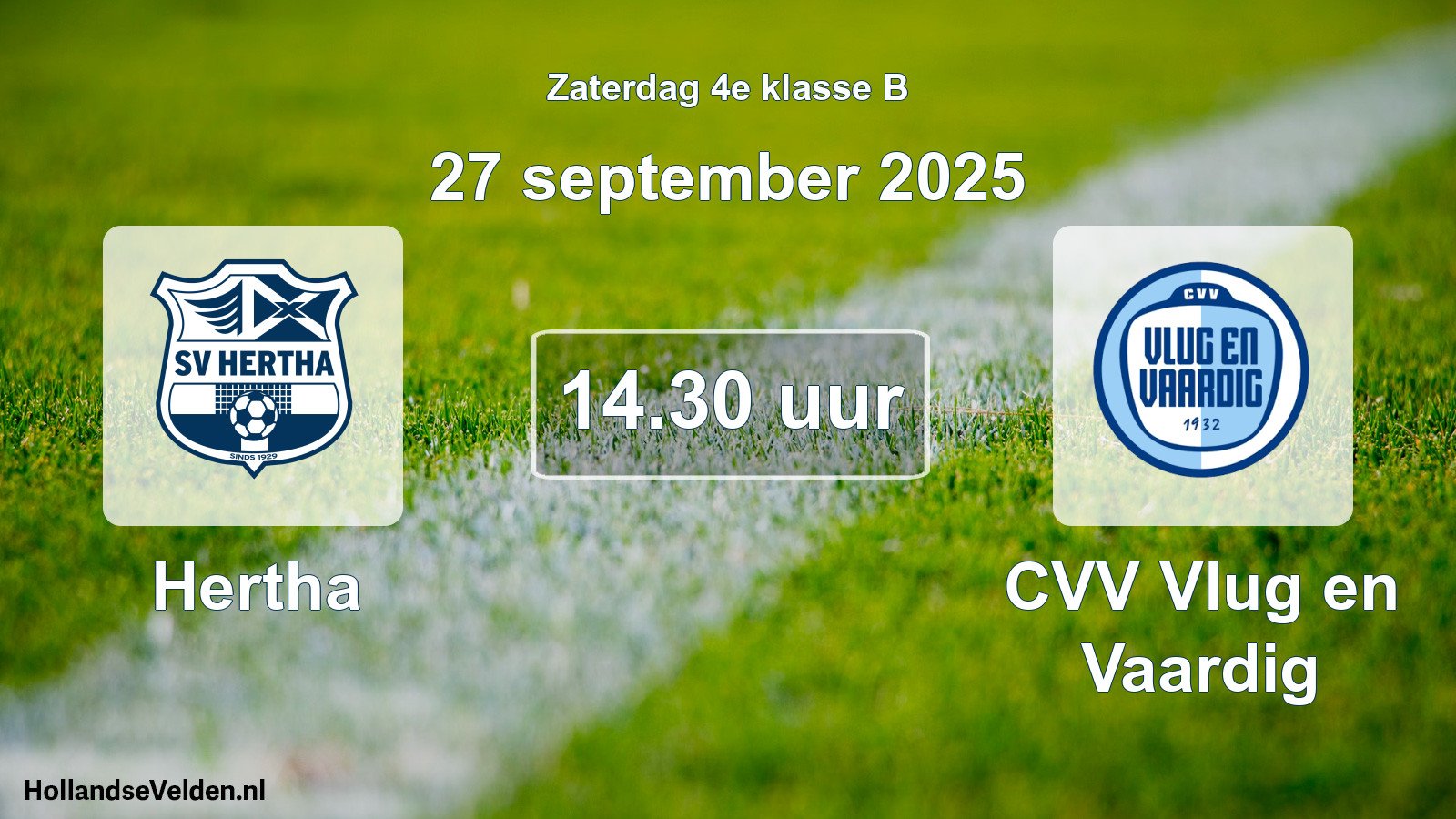 Geplande wedstrijd: Hertha - CVV Vlug en Vaardig (27 september 2025)