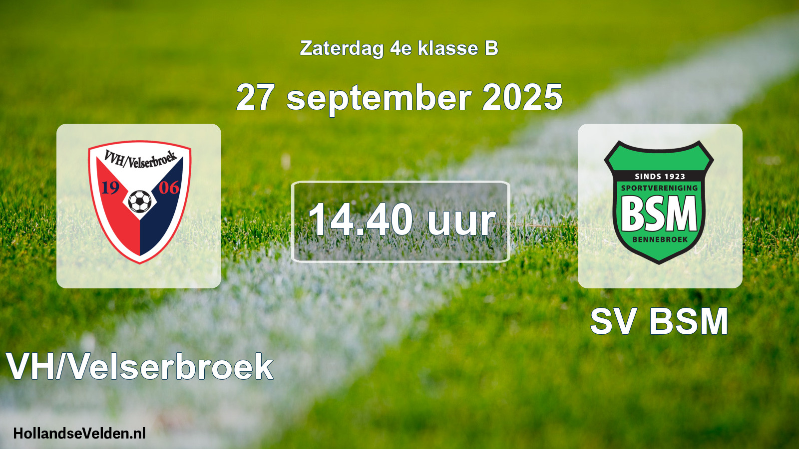 Geplande wedstrijd: VVH/Velserbroek - SV BSM (27 september 2025)