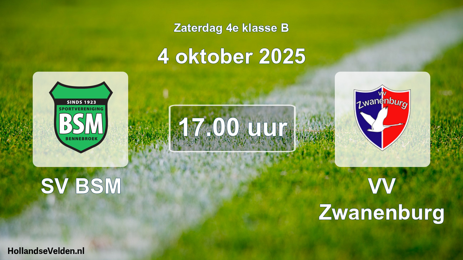 Scheduled Match: SV BSM - VV Zwanenburg (4 October 2025)