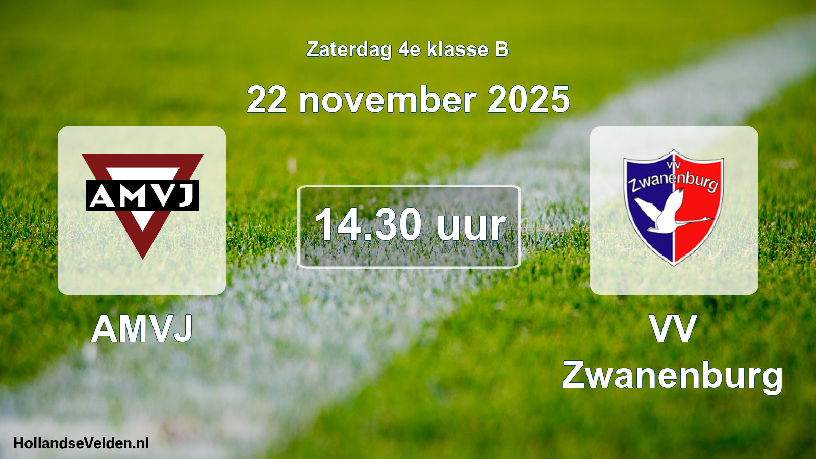 Geplande wedstrijd: AMVJ - VV Zwanenburg (22 november 2025)