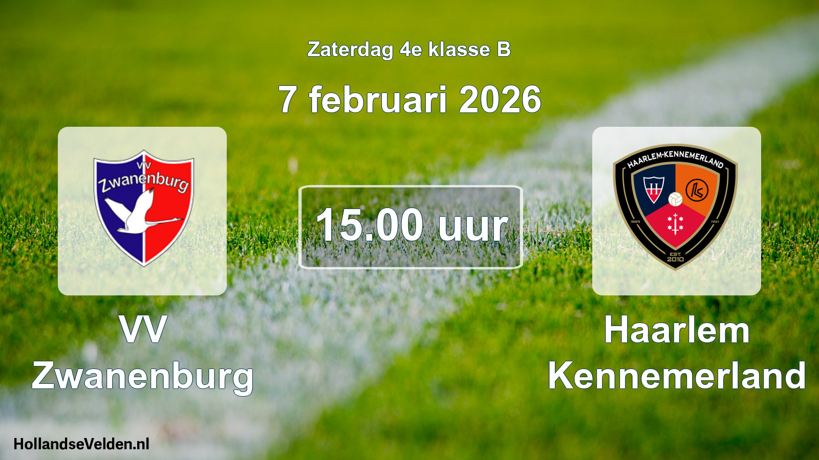 Geplande wedstrijd: VV Zwanenburg - Haarlem Kennemerland (7 februari 2026)