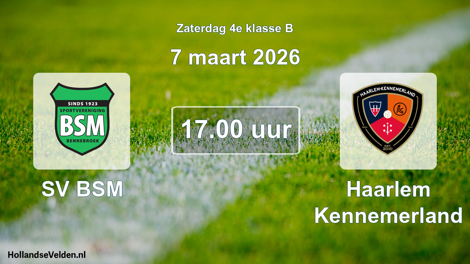 Geplande wedstrijd: SV BSM - Haarlem Kennemerland (7 maart 2026)