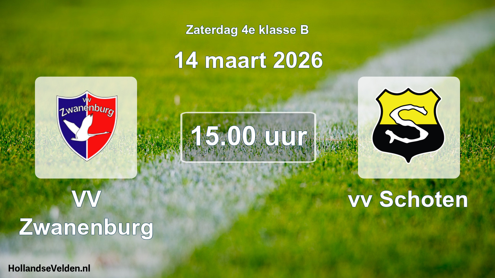 Scheduled Match: VV Zwanenburg - vv Schoten (14 March 2026)