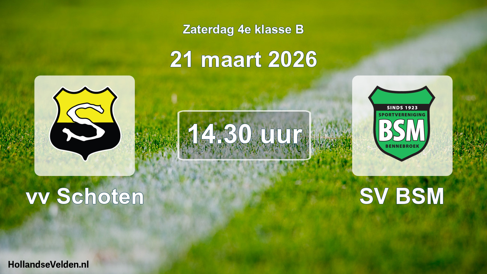 Scheduled Match: vv Schoten - SV BSM (21 March 2026)