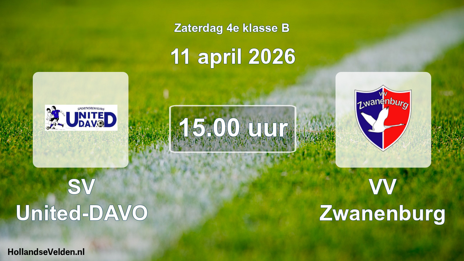 Scheduled Match: SV United-DAVO - VV Zwanenburg (11 April 2026)