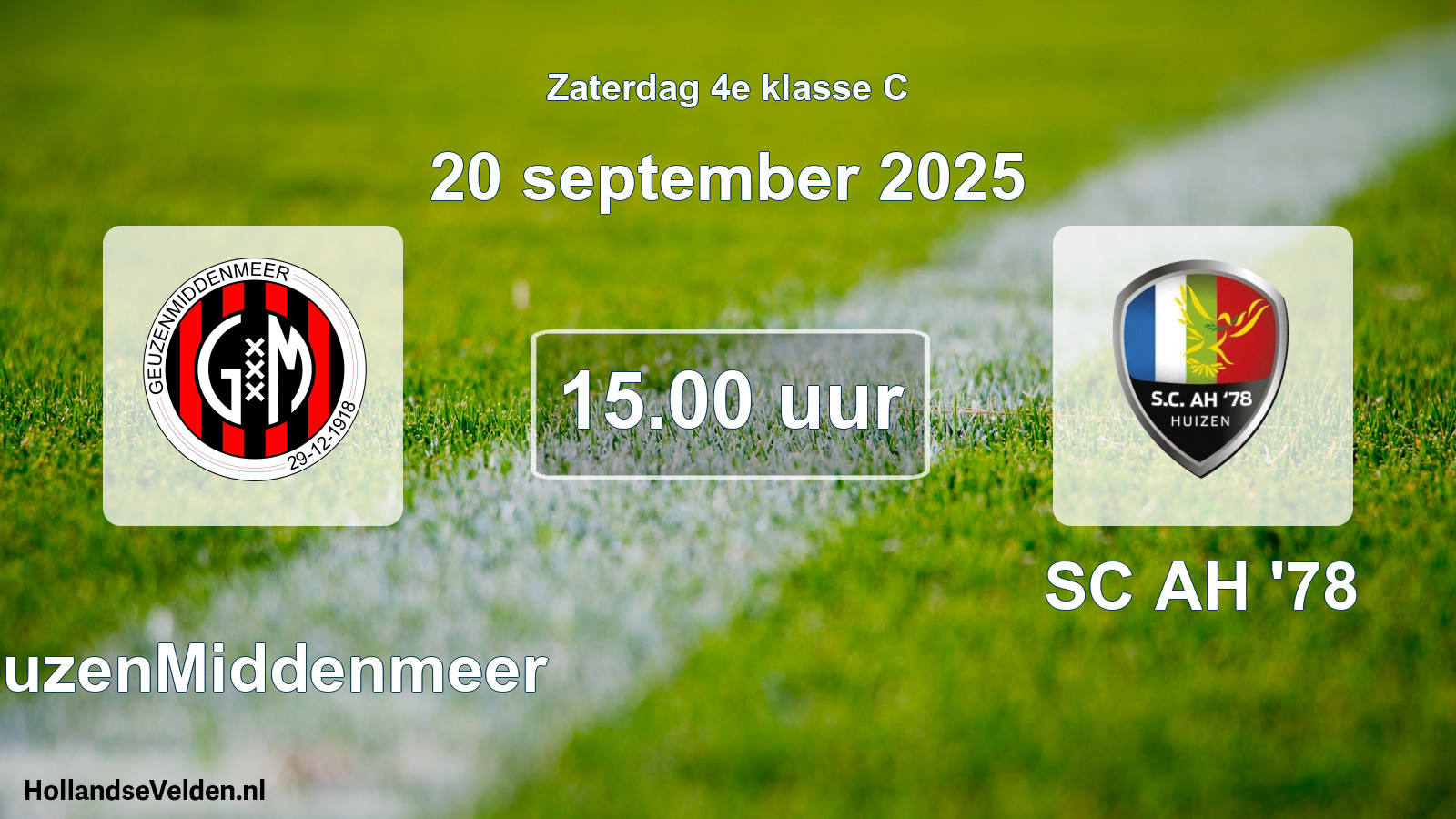 Scheduled Match: GeuzenMiddenmeer - SC AH '78 (20 September 2025)