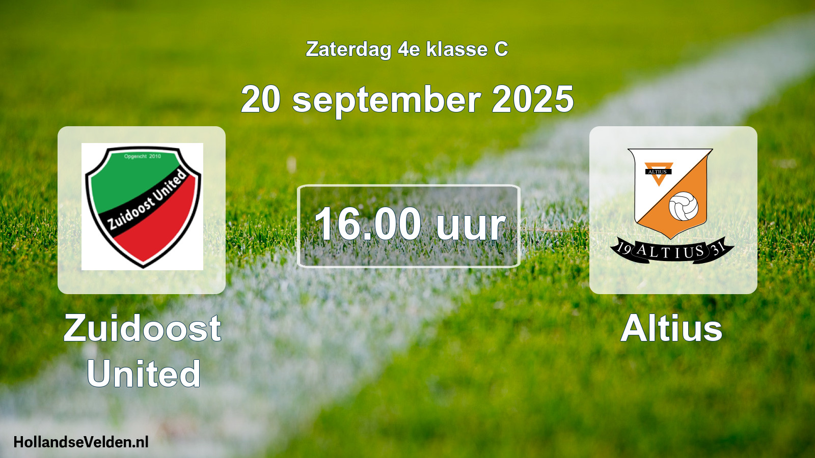 Scheduled Match: Zuidoost United - Altius (20 September 2025)