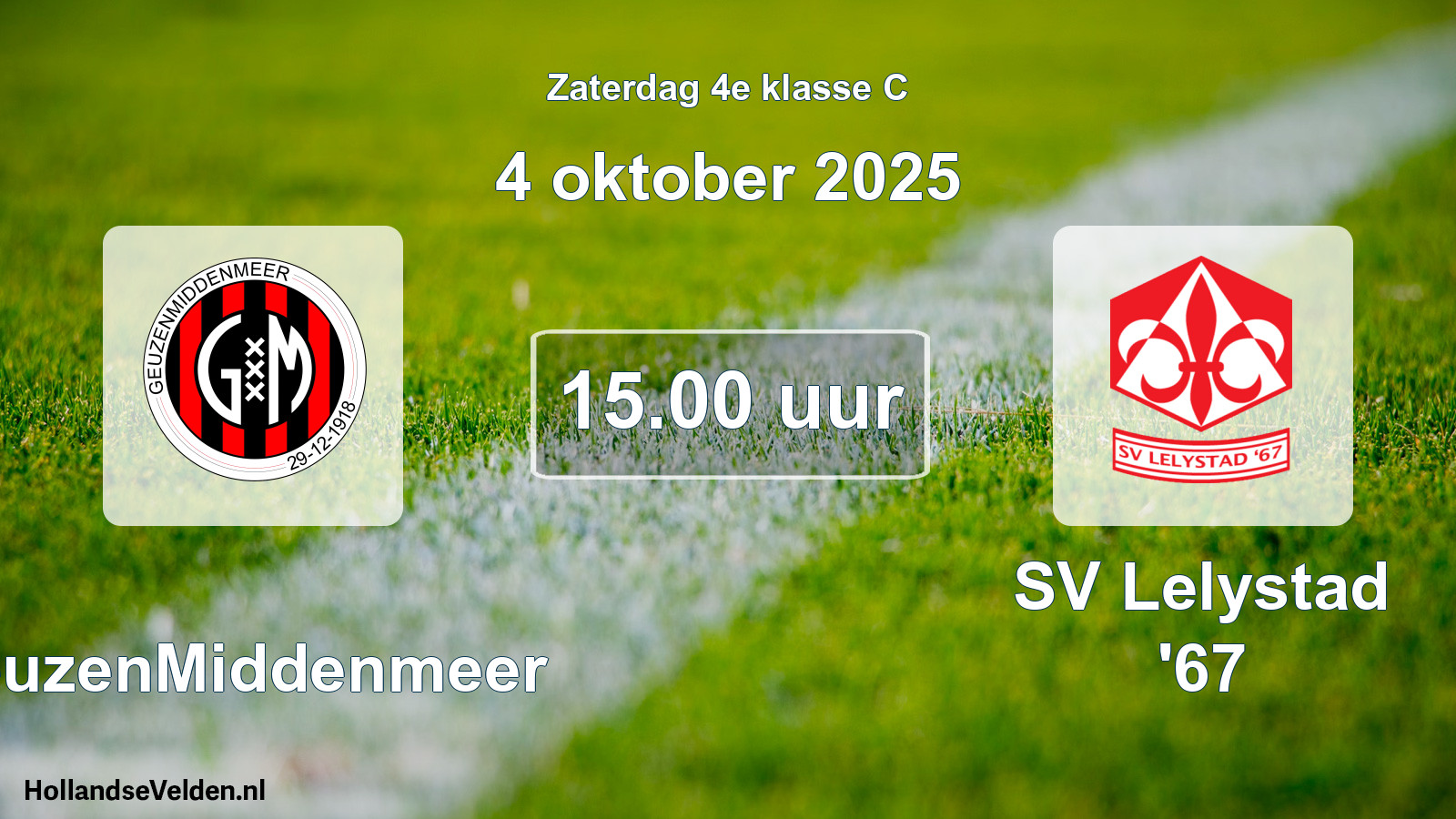 Scheduled Match: GeuzenMiddenmeer - SV Lelystad '67 (4 October 2025)