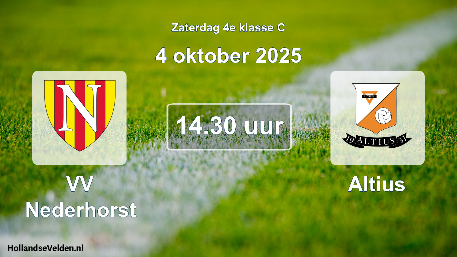 Scheduled Match: VV Nederhorst - Altius (4 October 2025)