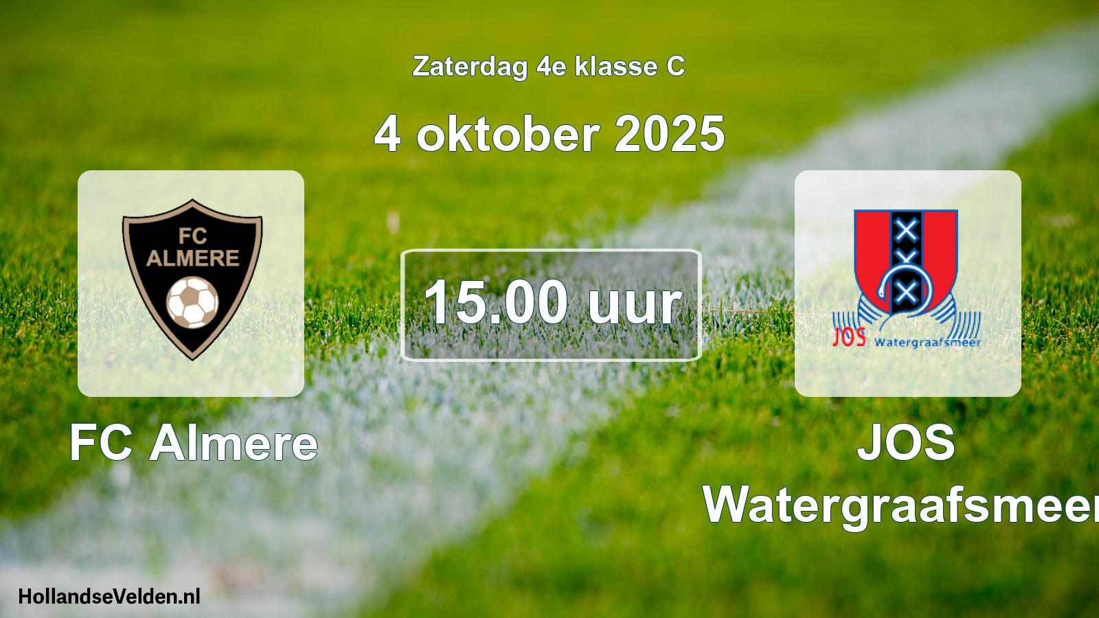Scheduled Match: FC Almere - JOS Watergraafsmeer (4 October 2025)
