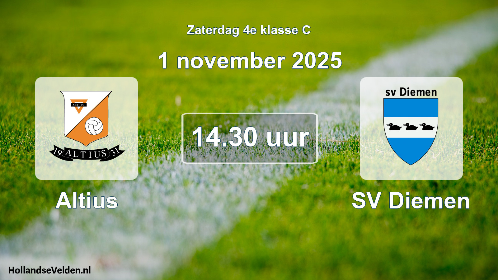 Geplande wedstrijd: Altius - SV Diemen (1 november 2025)