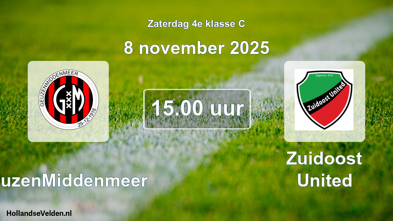Scheduled Match: GeuzenMiddenmeer - Zuidoost United (8 November 2025)