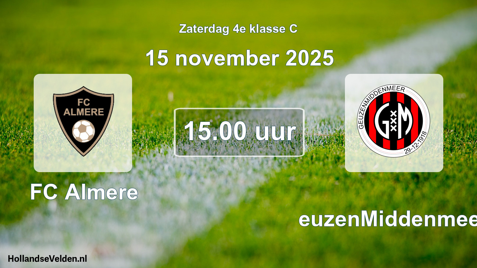 Scheduled Match: FC Almere - GeuzenMiddenmeer (15 November 2025)