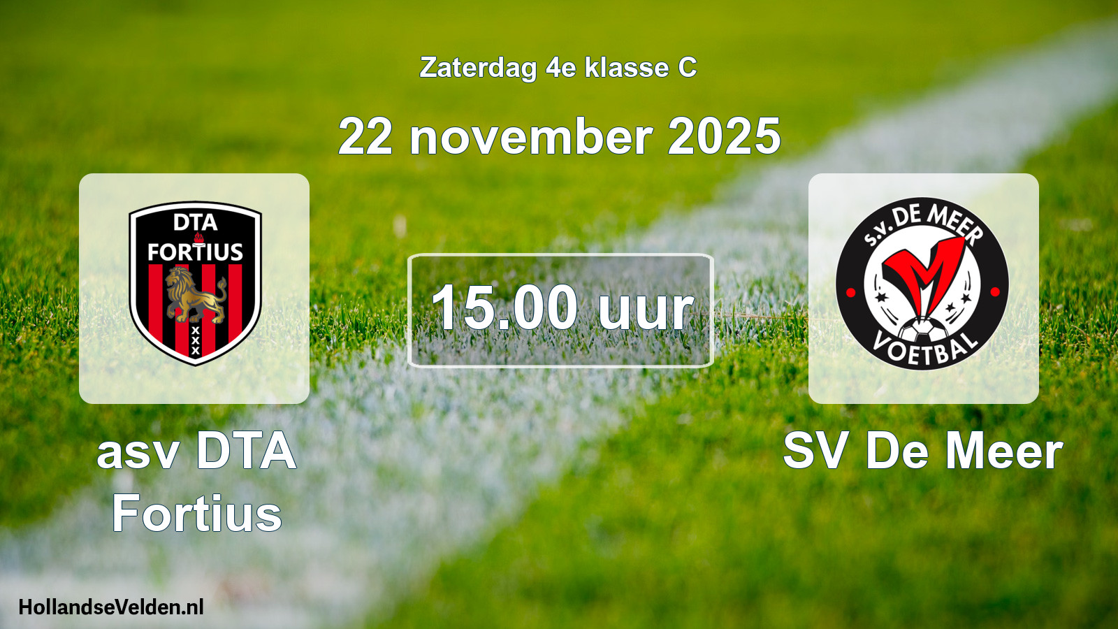 Scheduled Match: asv DTA Fortius - SV De Meer (22 November 2025)