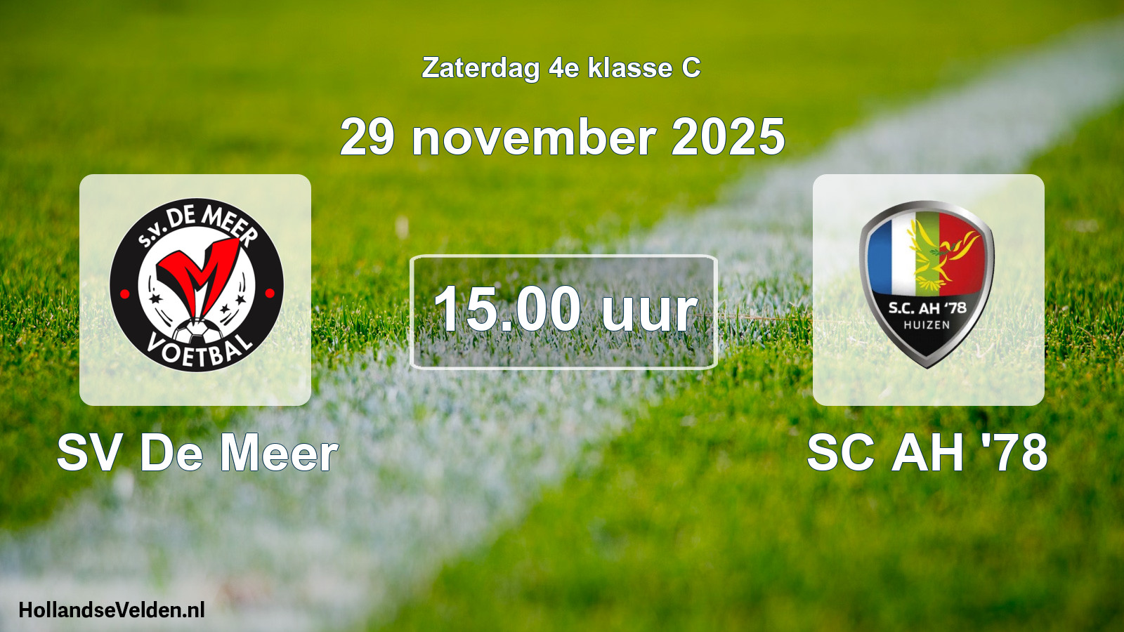 Scheduled Match: SV De Meer - SC AH '78 (29 November 2025)