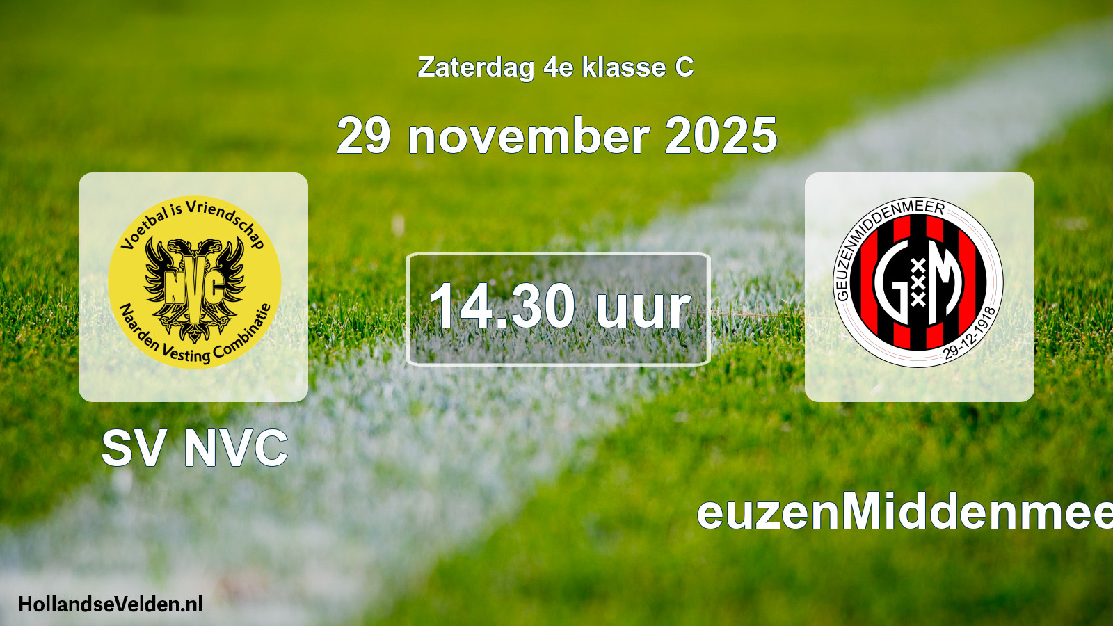 Geplande wedstrijd: SV NVC - GeuzenMiddenmeer (29 november 2025)