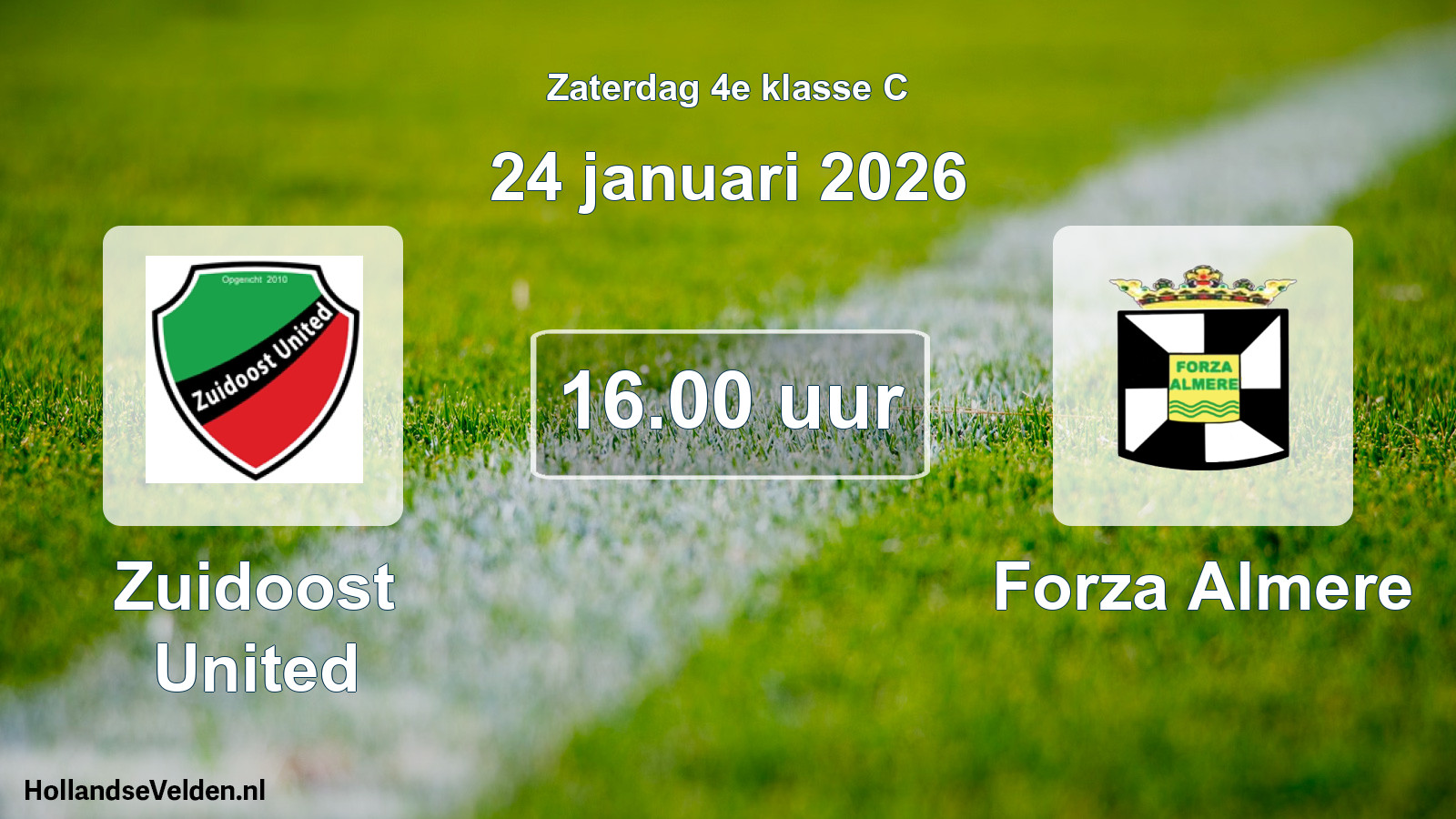 Geplande wedstrijd: Zuidoost United - Forza Almere (24 januari 2026)
