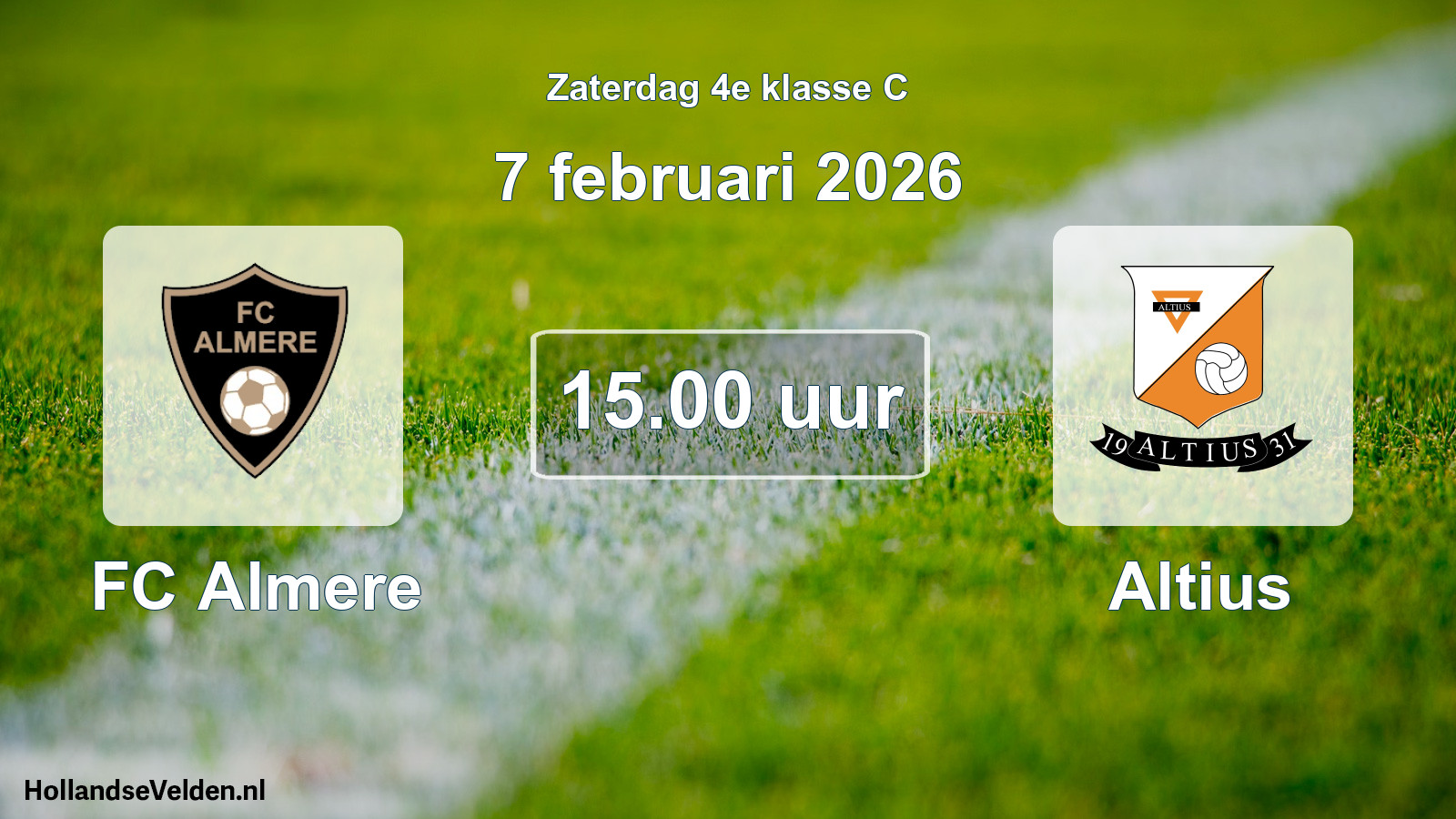 Scheduled Match: FC Almere - Altius (7 February 2026)
