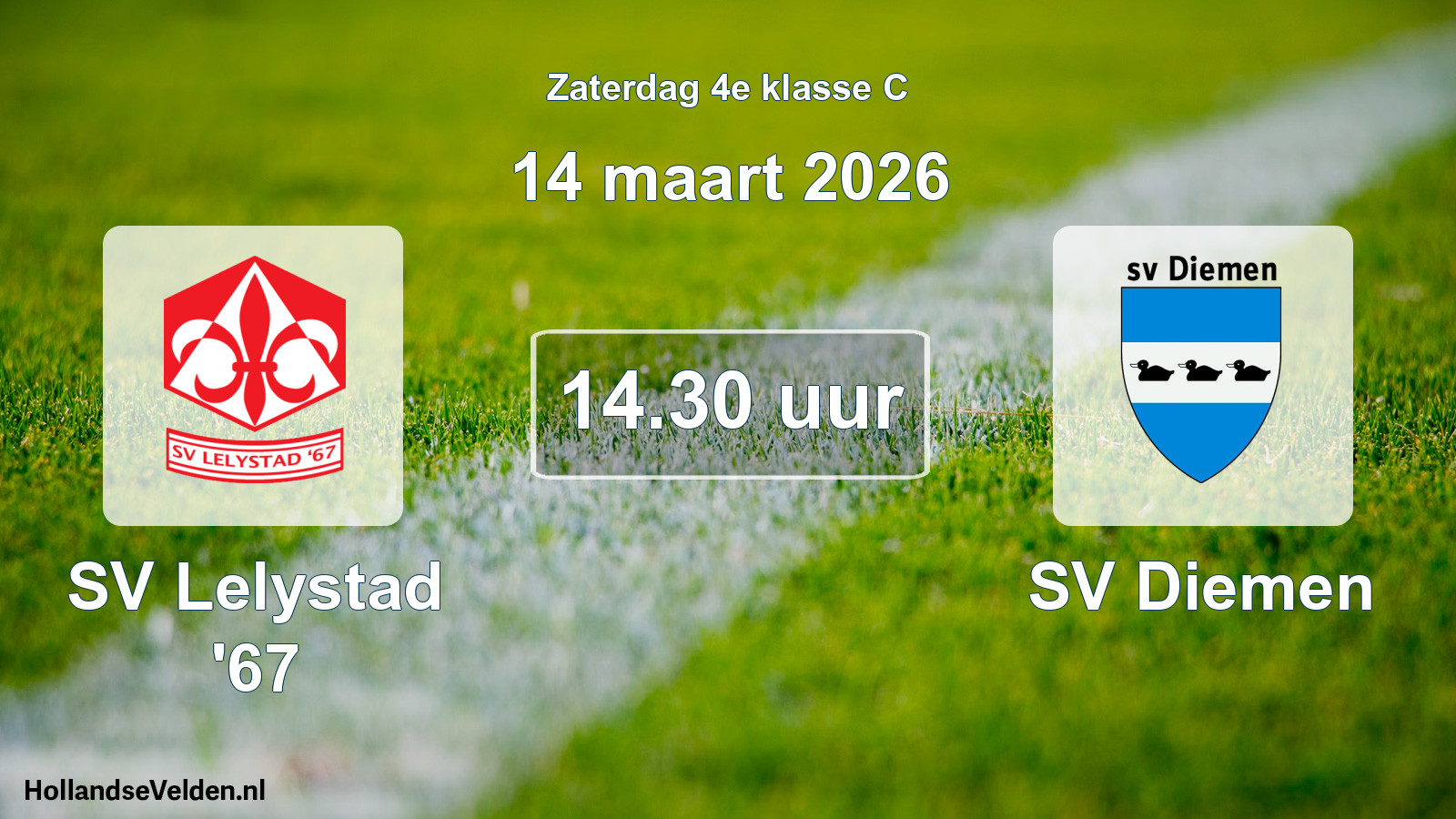 Geplande wedstrijd: SV Lelystad '67 - SV Diemen (14 maart 2026)