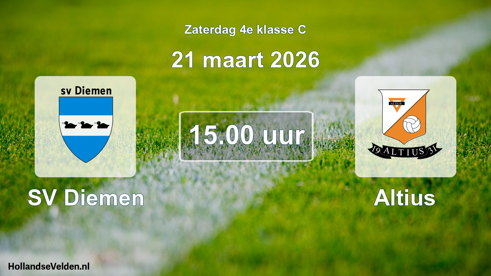 Scheduled Match: SV Diemen - Altius (21 March 2026)