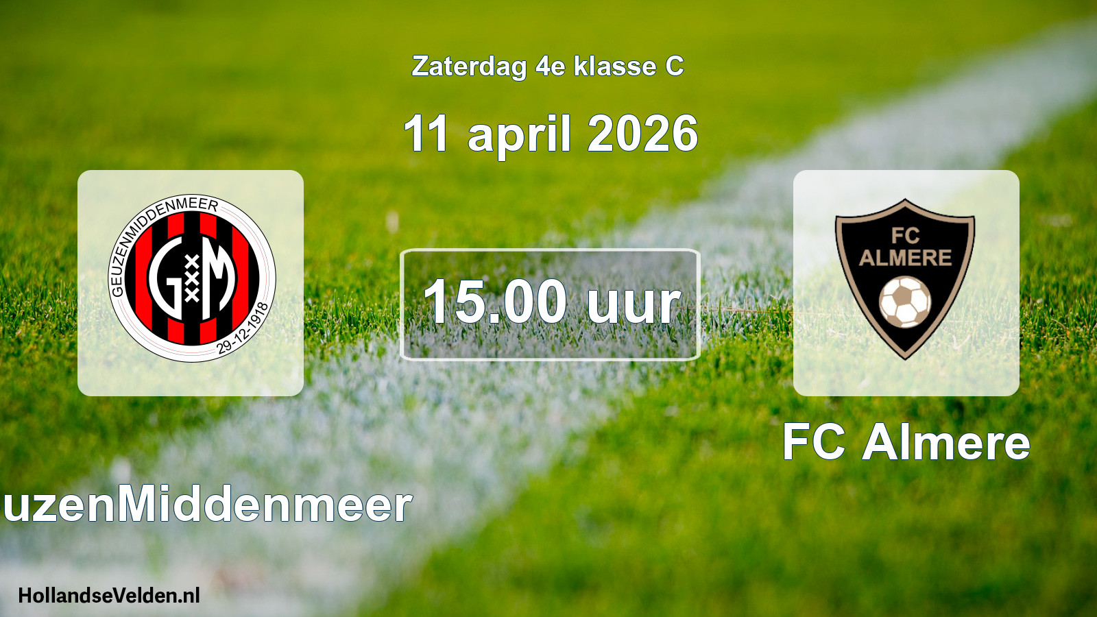 Scheduled Match: GeuzenMiddenmeer - FC Almere (11 April 2026)