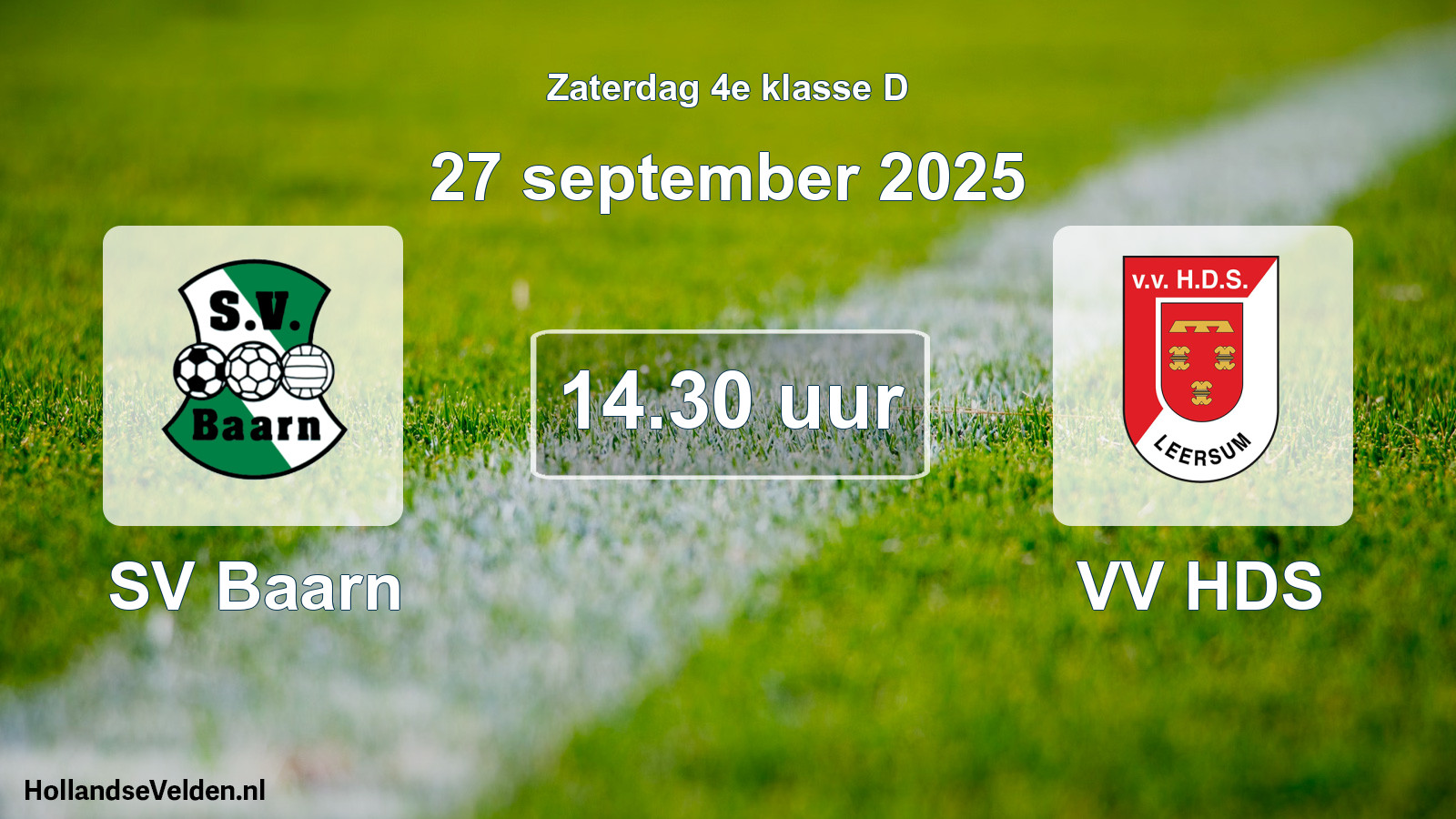 Geplande wedstrijd: SV Baarn - VV HDS (27 september 2025)