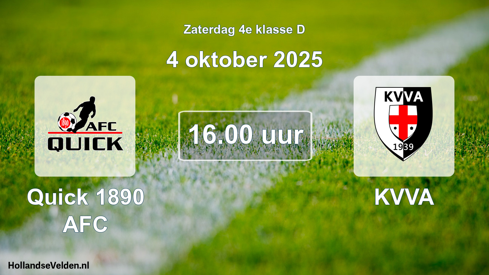 Scheduled Match: Quick 1890 AFC - KVVA (4 October 2025)