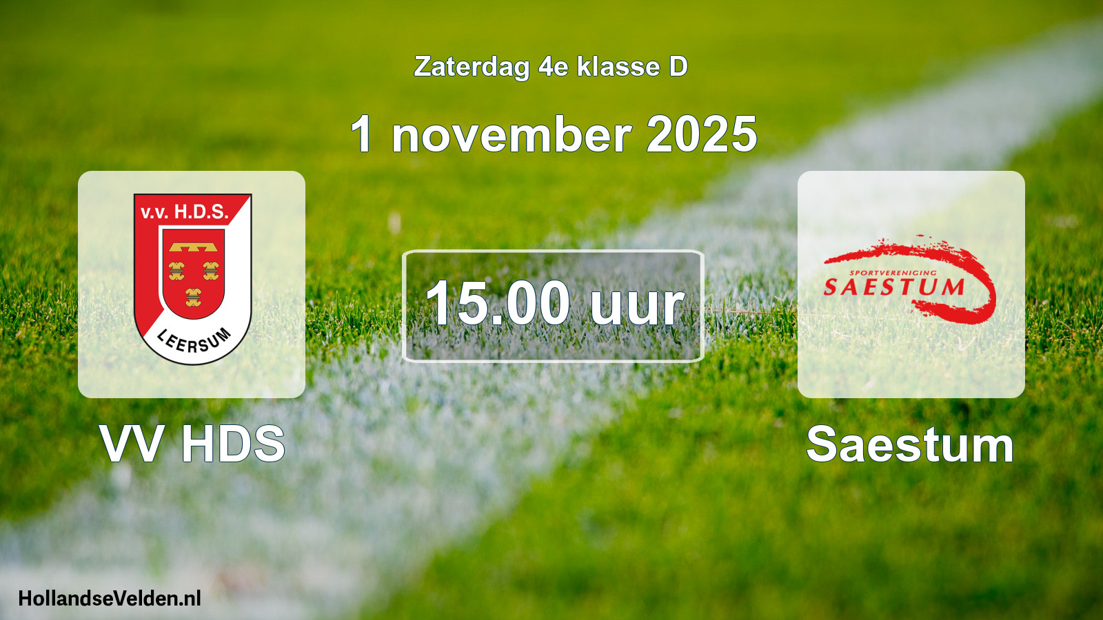Geplande wedstrijd: VV HDS - Saestum (1 november 2025)