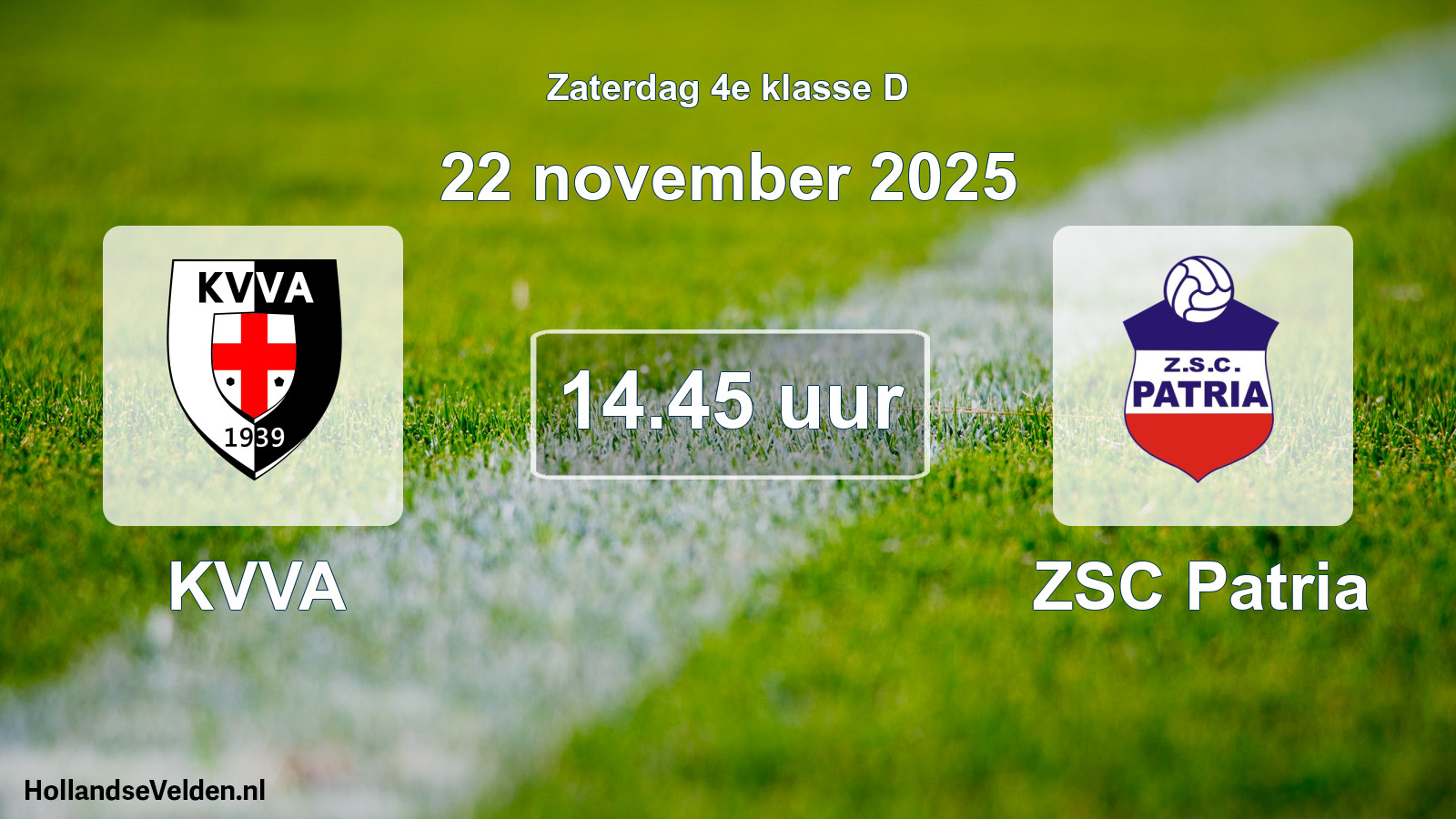 Geplande wedstrijd: KVVA - ZSC Patria (22 november 2025)