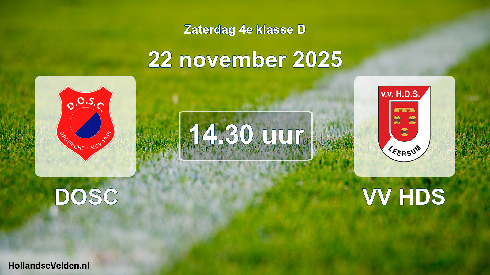 Geplande wedstrijd: DOSC - VV HDS (22 november 2025)