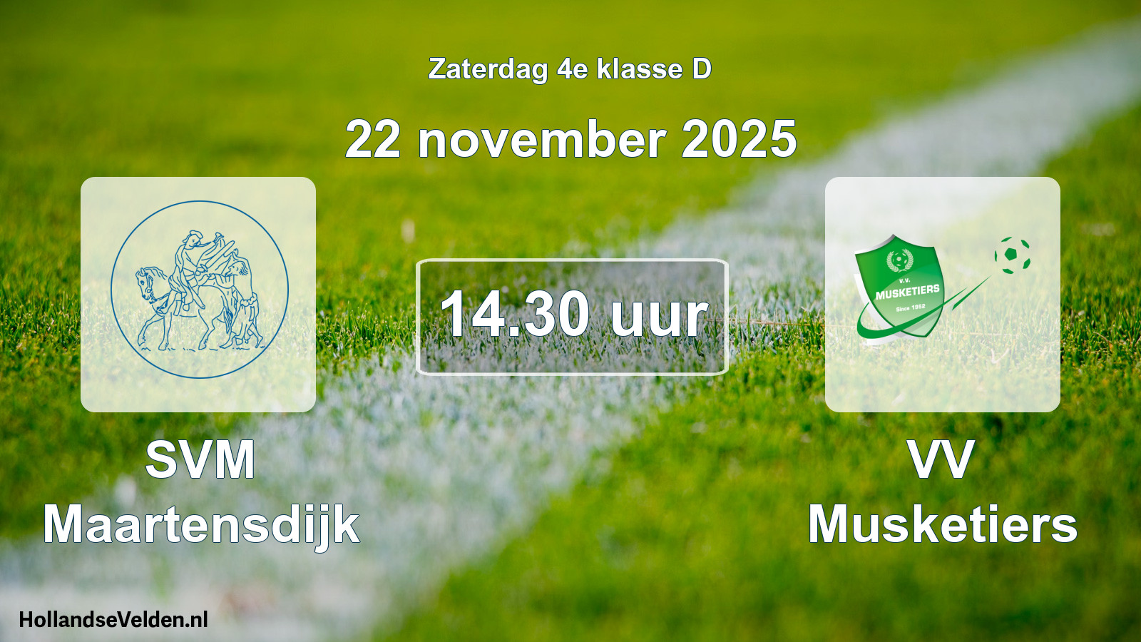 Geplande wedstrijd: SVM Maartensdijk - VV Musketiers (22 november 2025)