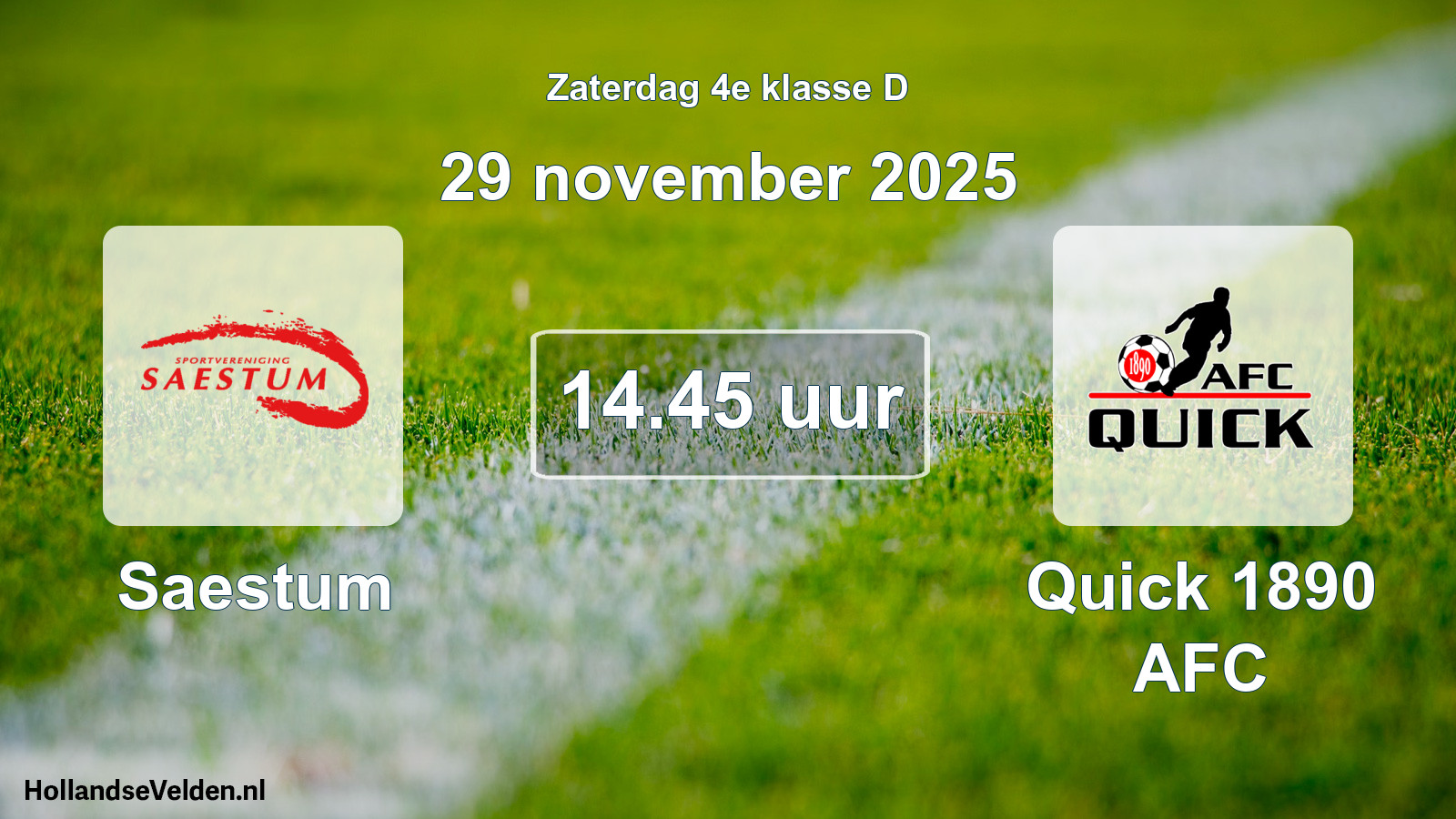 Geplande wedstrijd: Saestum - Quick 1890 AFC (29 november 2025)
