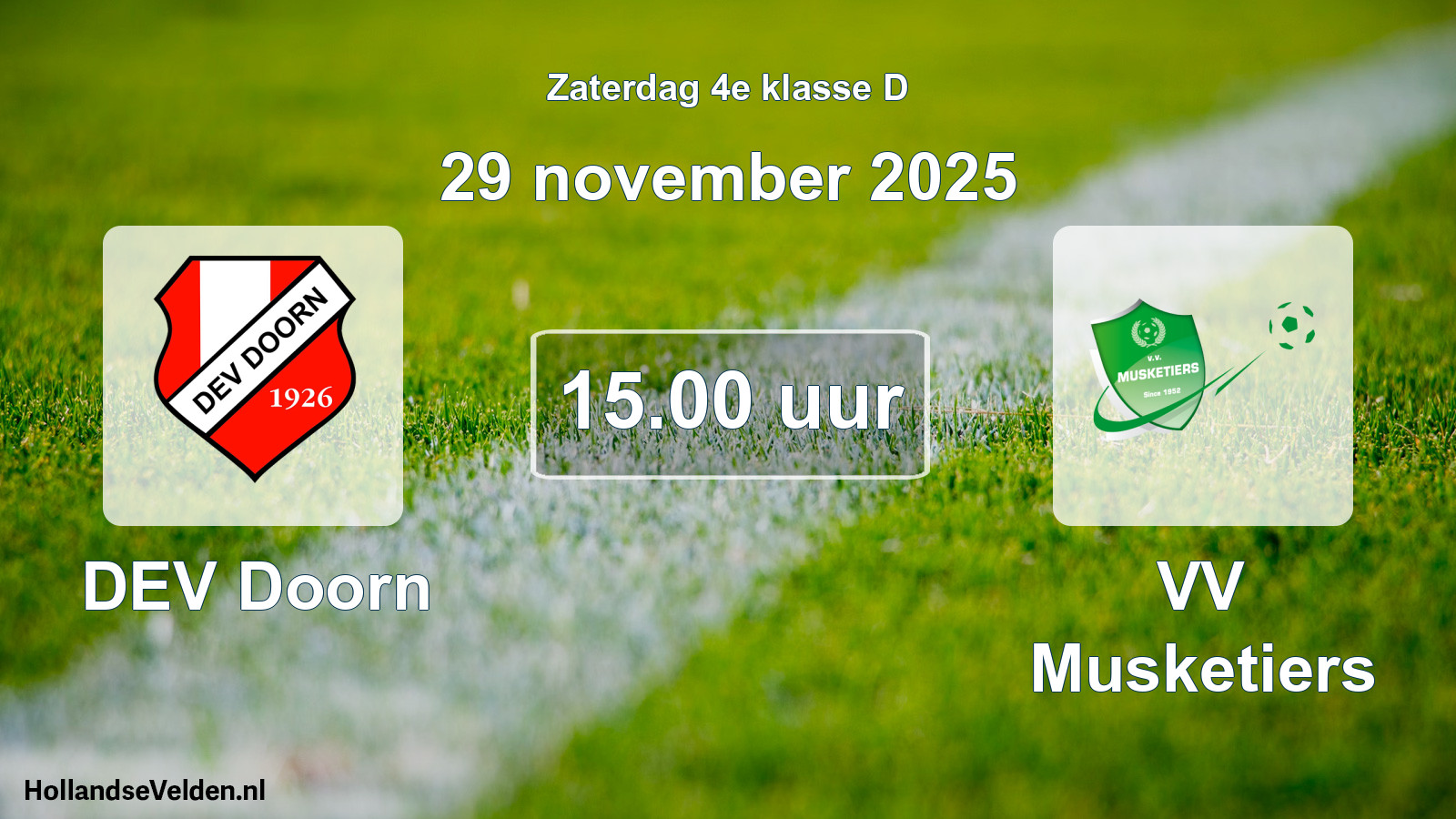 Scheduled Match: DEV Doorn - VV Musketiers (29 November 2025)