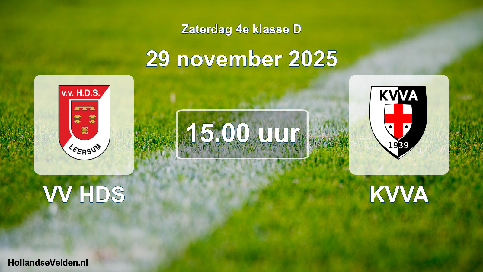 Geplande wedstrijd: VV HDS - KVVA (29 november 2025)