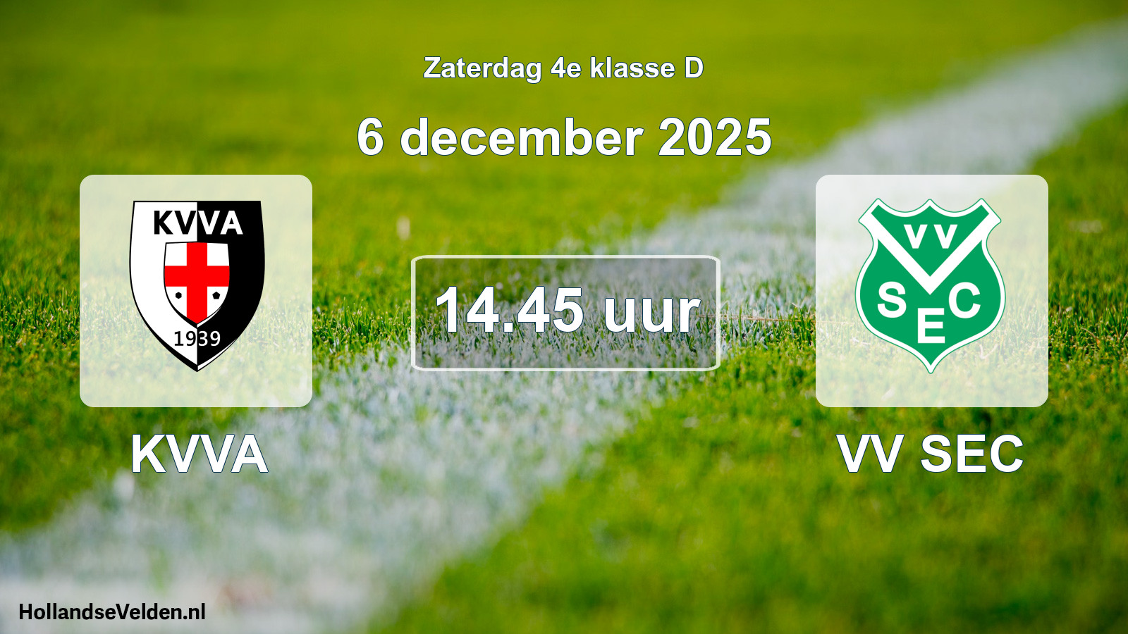 Geplande wedstrijd: KVVA - VV SEC (6 december 2025)