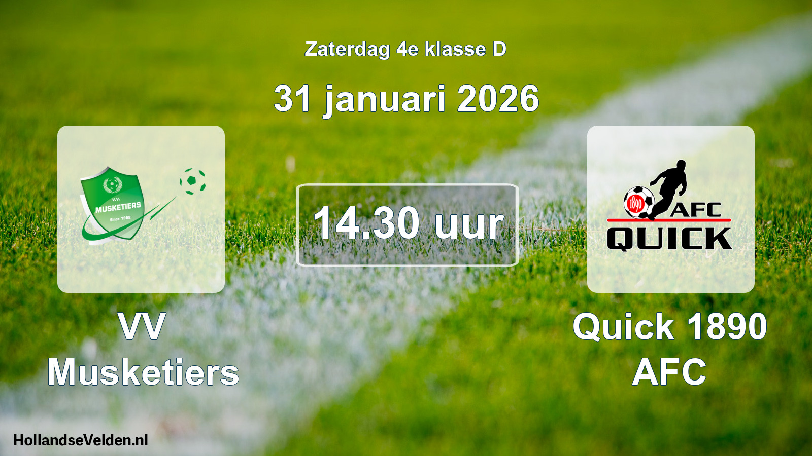 Scheduled Match: VV Musketiers - Quick 1890 AFC (31 January 2026)