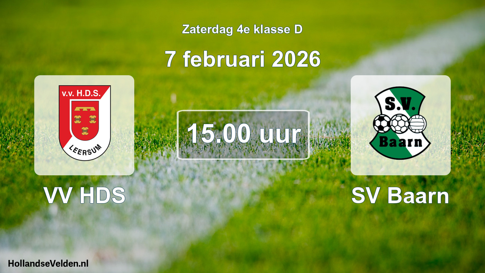 Geplande wedstrijd: VV HDS - SV Baarn (7 februari 2026)