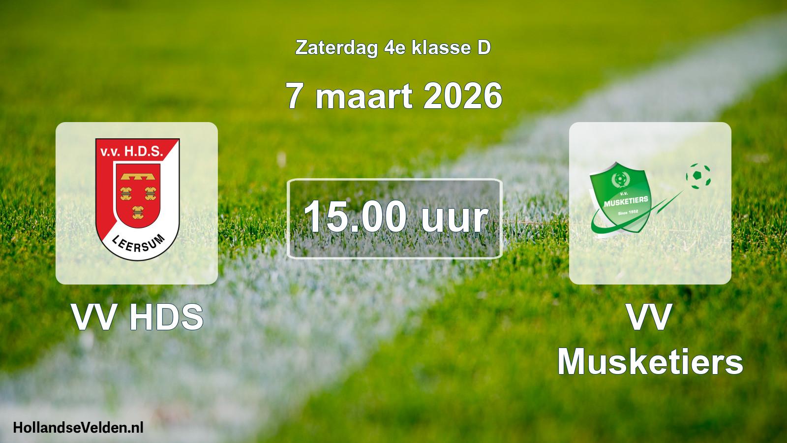 Geplande wedstrijd: VV HDS - VV Musketiers (7 maart 2026)
