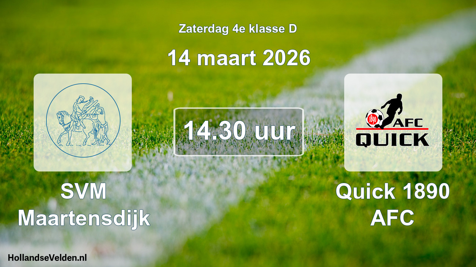 Geplande wedstrijd: SVM Maartensdijk - Quick 1890 AFC (14 maart 2026)